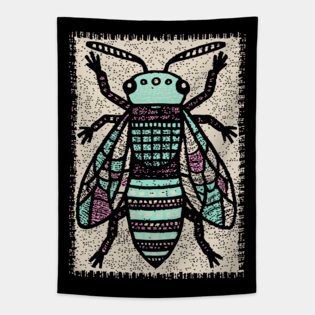 Sacred Bee Glyph | The Honeycomb Oracle Tapestry by TuncGK