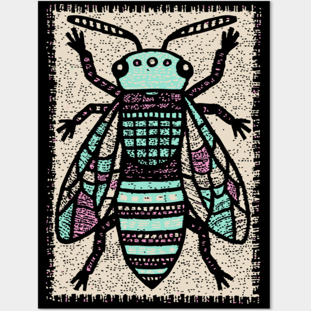 Sacred Bee Glyph | The Honeycomb Oracle Wall Art by TuncGK