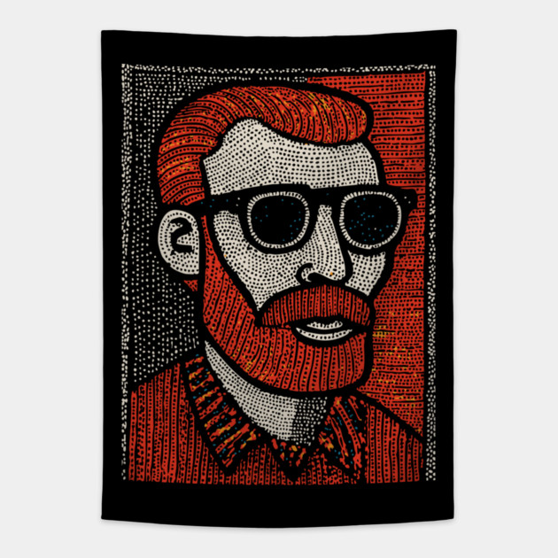 The Post-Impressionist | A Starry Night Portrait Tapestry by TuncGK