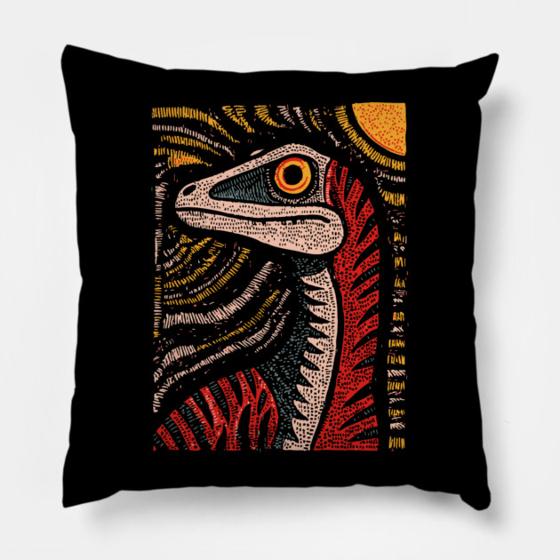 Ferocious Velociraptor | Cretaceous Period Hunter Pillow by TuncGK