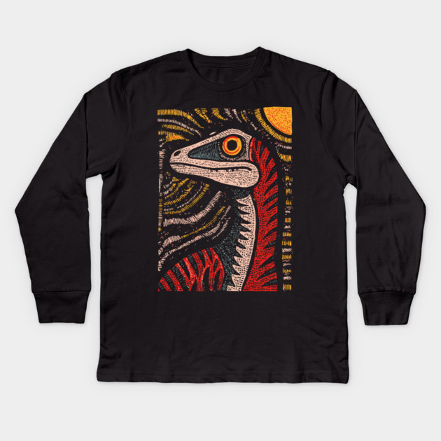 Ferocious Velociraptor | Cretaceous Period Hunter Kids Long Sleeve T-Shirt by TuncGK