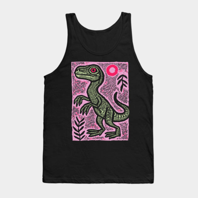 Pastel Velociraptor | Whimsical Feathered Dinosaur Tank Top by TuncGK
