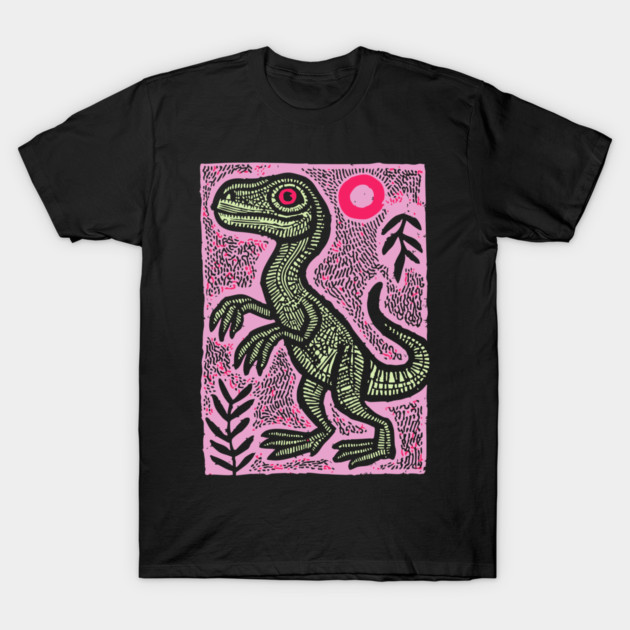 Pastel Velociraptor | Whimsical Feathered Dinosaur T-Shirt by TuncGK