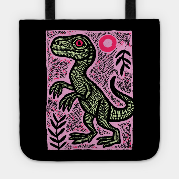 Pastel Velociraptor | Whimsical Feathered Dinosaur Tote by TuncGK