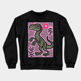 Pastel Velociraptor | Whimsical Feathered Dinosaur Crewneck Sweatshirt