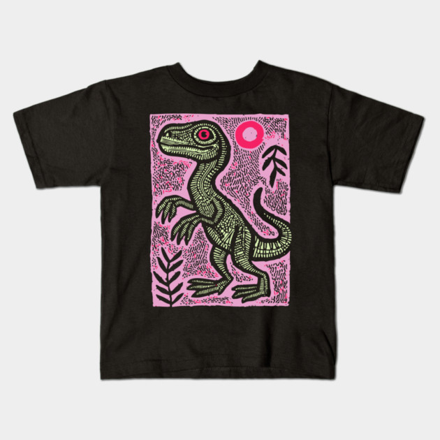 Pastel Velociraptor | Whimsical Feathered Dinosaur Kids T-Shirt by TuncGK