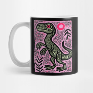 Pastel Velociraptor | Whimsical Feathered Dinosaur Mug