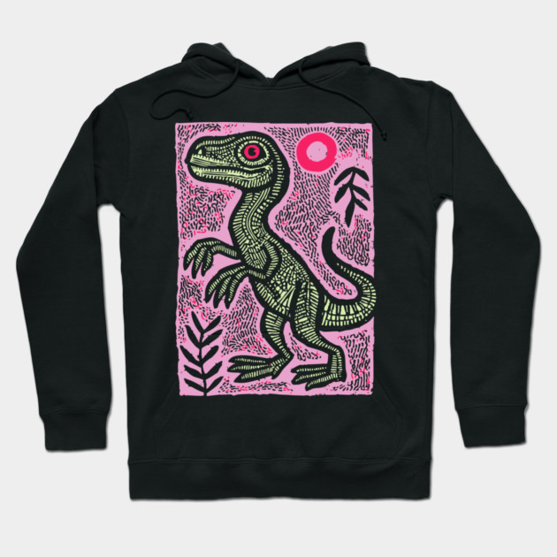 Pastel Velociraptor | Whimsical Feathered Dinosaur Hoodie by TuncGK