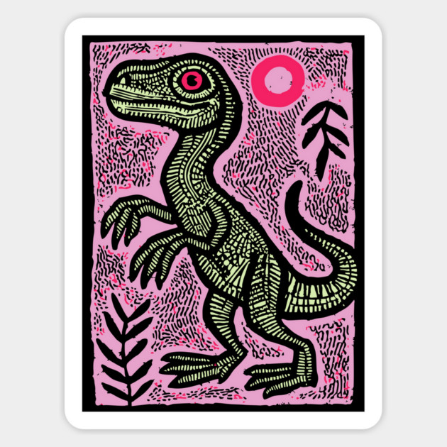 Pastel Velociraptor | Whimsical Feathered Dinosaur Magnet by TuncGK