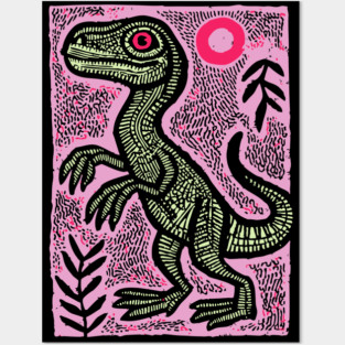 Pastel Velociraptor | Whimsical Feathered Dinosaur Posters and Art
