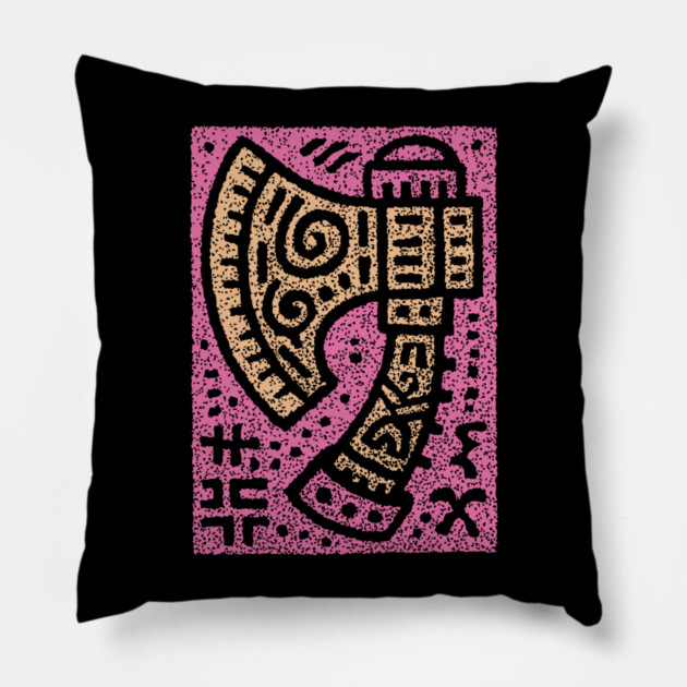 Psychedelic Battle Axe | Groovy Viking Weapon Pillow by TuncGK