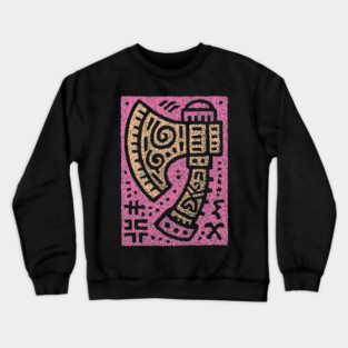 Psychedelic Battle Axe | Groovy Viking Weapon Crewneck Sweatshirt