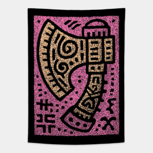 Psychedelic Battle Axe | Groovy Viking Weapon Tapestry