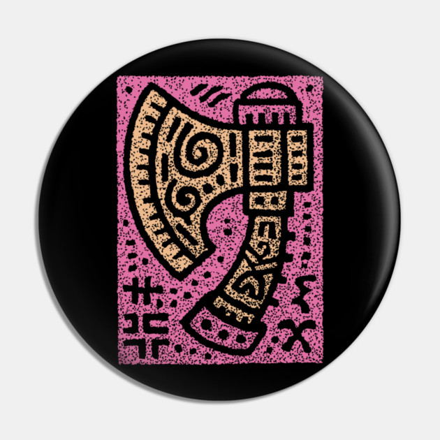 Psychedelic Battle Axe | Groovy Viking Weapon Pin by TuncGK