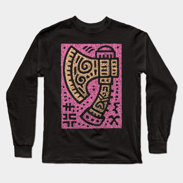 Psychedelic Battle Axe | Groovy Viking Weapon Long Sleeve T-Shirt by TuncGK