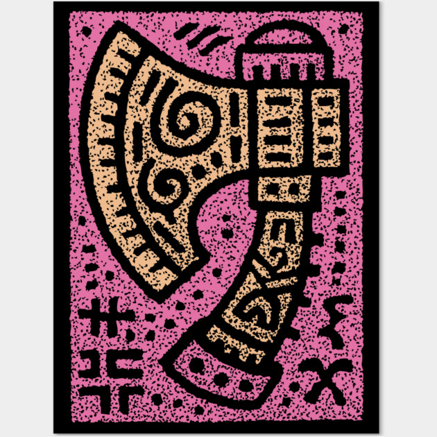 Psychedelic Battle Axe | Groovy Viking Weapon Wall Art by TuncGK