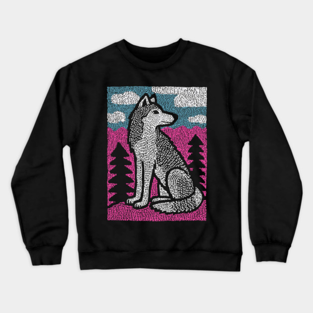 Ethereal Winter Wolf | Nordic Spirit Guide Crewneck Sweatshirt by TuncGK
