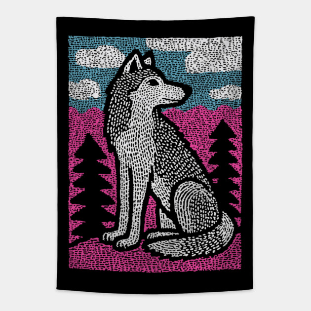 Ethereal Winter Wolf | Nordic Spirit Guide Tapestry by TuncGK