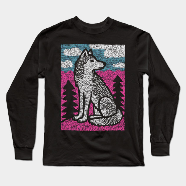 Ethereal Winter Wolf | Nordic Spirit Guide Long Sleeve T-Shirt by TuncGK