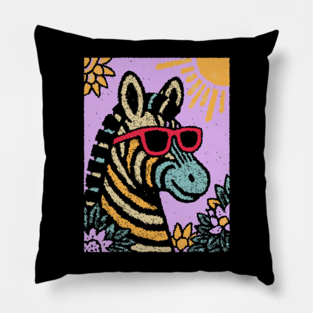 Groovy Zebra | Funky Safari Pop Art Pillow by TuncGK