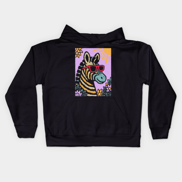 Groovy Zebra | Funky Safari Pop Art Kids Hoodie by TuncGK