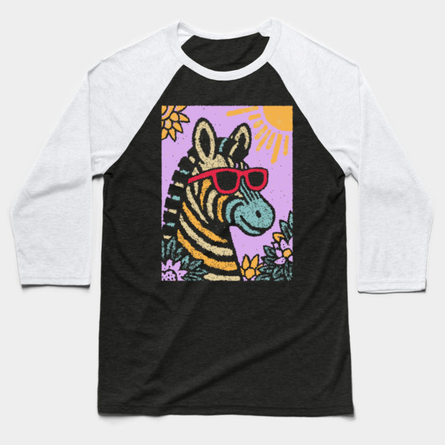 Groovy Zebra | Funky Safari Pop Art Baseball T-Shirt by TuncGK