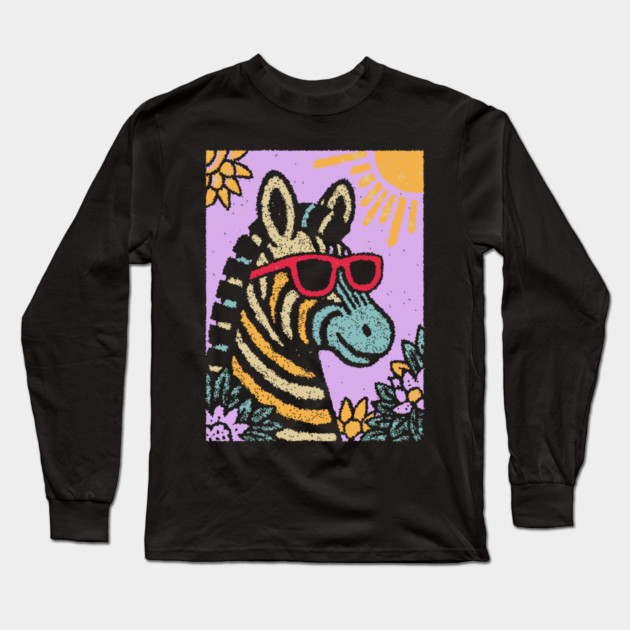 Groovy Zebra | Funky Safari Pop Art Long Sleeve T-Shirt by TuncGK
