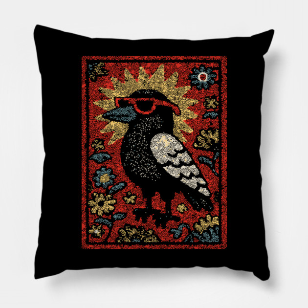 The Wise Raven Professor | Edgar Allan Poe-inspired Pillow by TuncGK