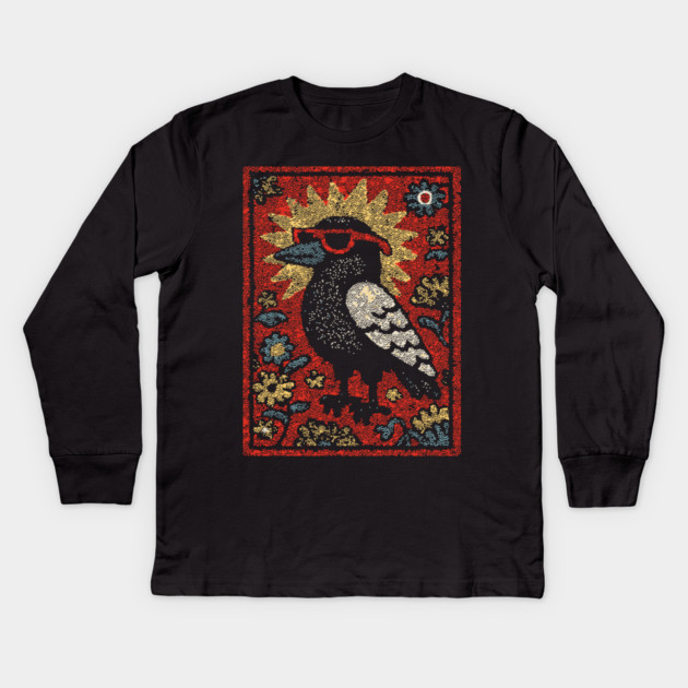 The Wise Raven Professor | Edgar Allan Poe-inspired Kids Long Sleeve T-Shirt by TuncGK