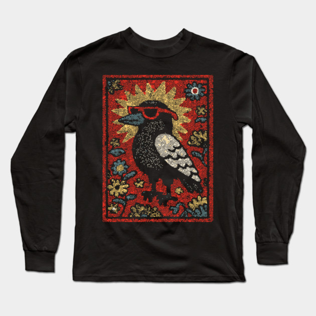 The Wise Raven Professor | Edgar Allan Poe-inspired Long Sleeve T-Shirt by TuncGK