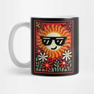 Groovy Sun with Sunglasses | Retro Flower Power Mug