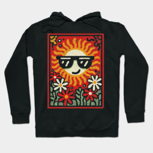 Groovy Sun with Sunglasses | Retro Flower Power Hoodie