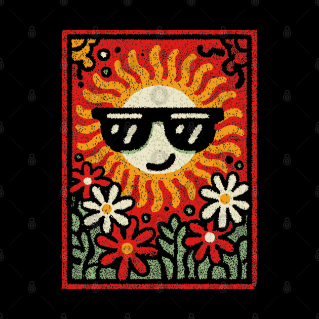 Groovy Sun with Sunglasses | Retro Flower Power by TuncGK
