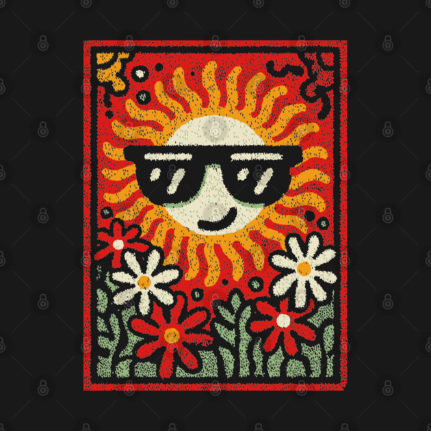 Groovy Sun with Sunglasses | Retro Flower Power by TuncGK