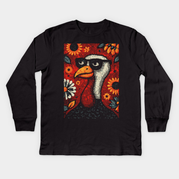 Nerdy Turkey | The Intellectual Gobbler Kids Long Sleeve T-Shirt by TuncGK