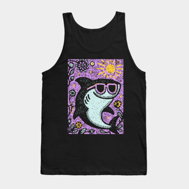 Groovy Shark | The Friendly Flower-Child Fin Tank Top by TuncGK