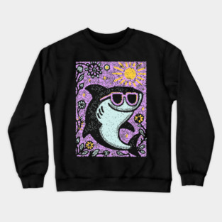 Groovy Shark | The Friendly Flower-Child Fin Crewneck Sweatshirt