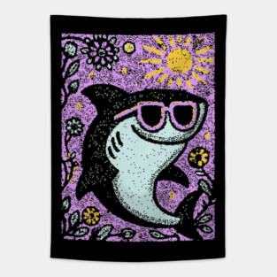 Groovy Shark | The Friendly Flower-Child Fin Tapestry