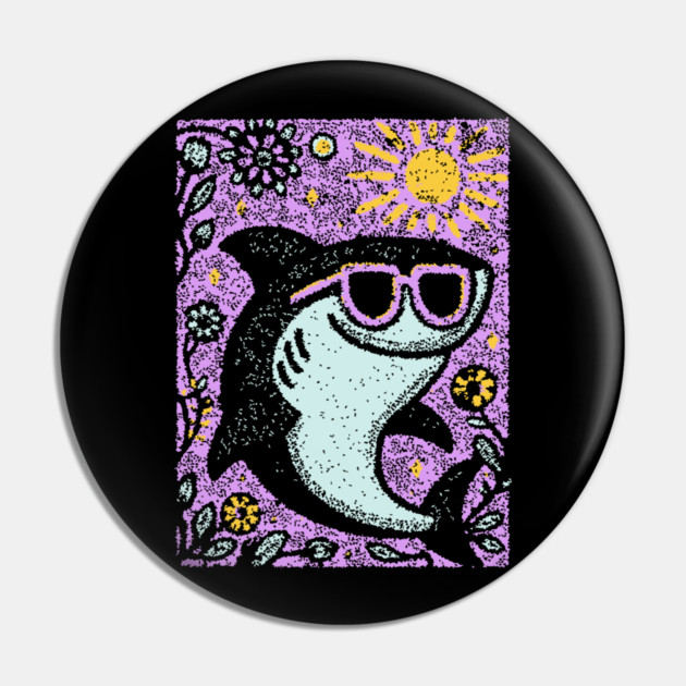 Groovy Shark | The Friendly Flower-Child Fin Pin by TuncGK