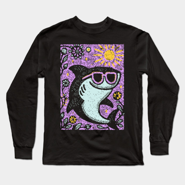Groovy Shark | The Friendly Flower-Child Fin Long Sleeve T-Shirt by TuncGK