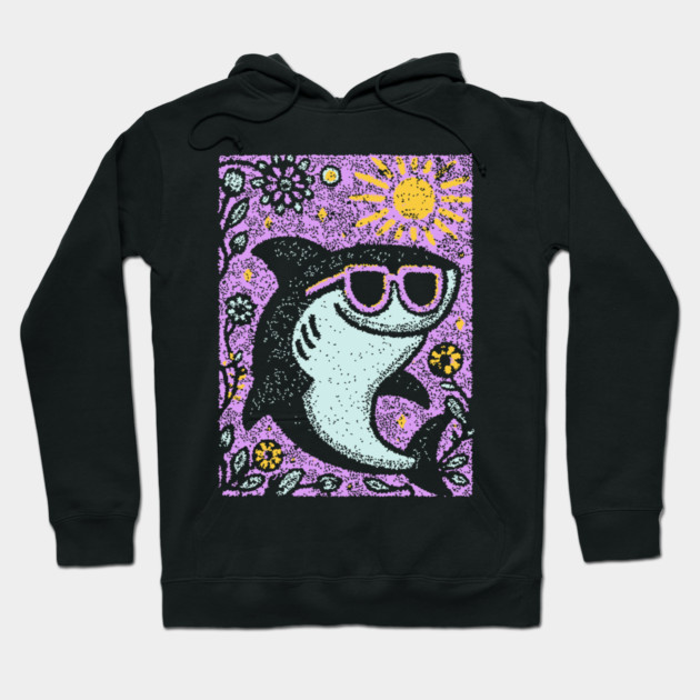 Groovy Shark | The Friendly Flower-Child Fin Hoodie by TuncGK