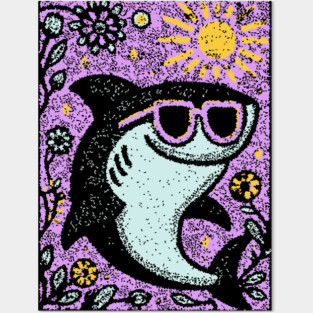 Groovy Shark | The Friendly Flower-Child Fin Posters and Art