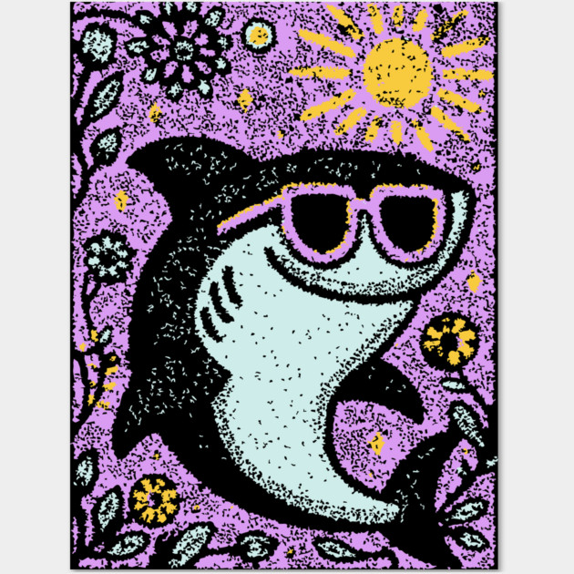 Groovy Shark | The Friendly Flower-Child Fin Wall Art by TuncGK