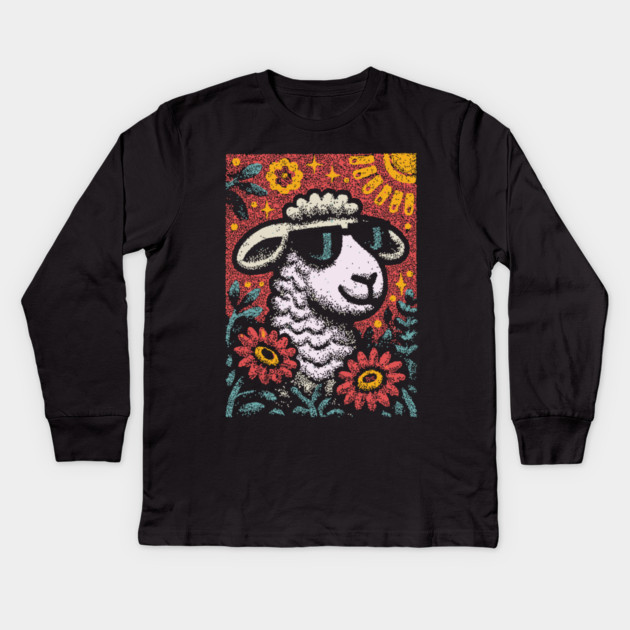 Dreamy Sheep | The Whimsical Woolly Lamb Kids Long Sleeve T-Shirt by TuncGK