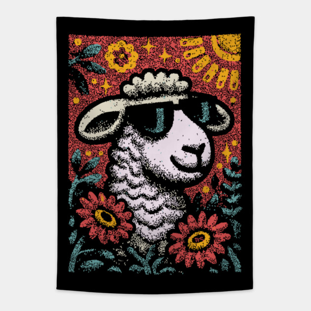 Dreamy Sheep | The Whimsical Woolly Lamb Tapestry by TuncGK