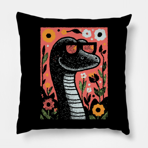 Cool Snake in the Grass | The Laid-Back Reptile Pillow by TuncGK