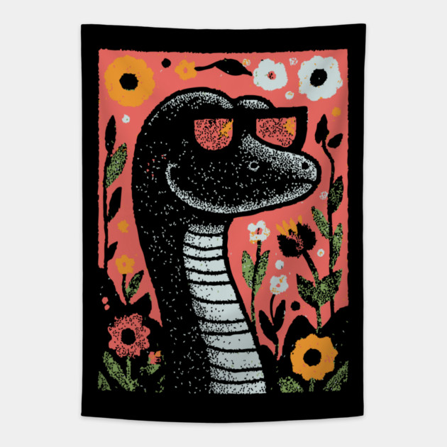 Cool Snake in the Grass | The Laid-Back Reptile Tapestry by TuncGK