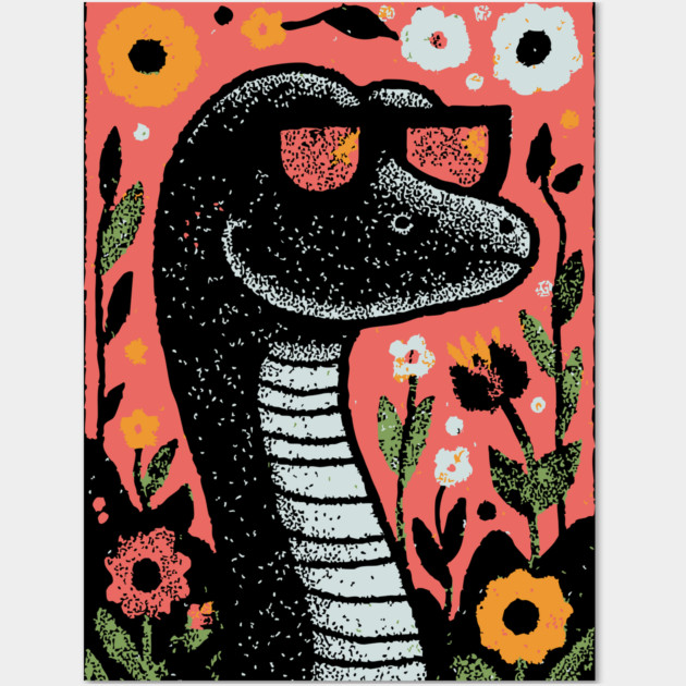 Cool Snake in the Grass | The Laid-Back Reptile Wall Art by TuncGK
