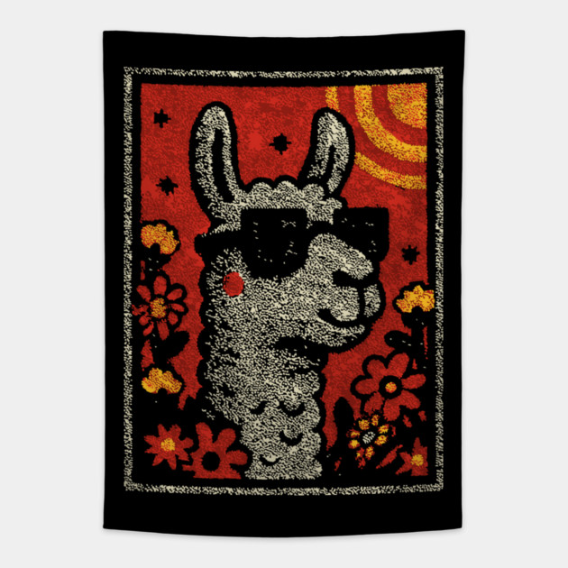 Hipster Alpaca | The No-Drama Llama Tapestry by TuncGK
