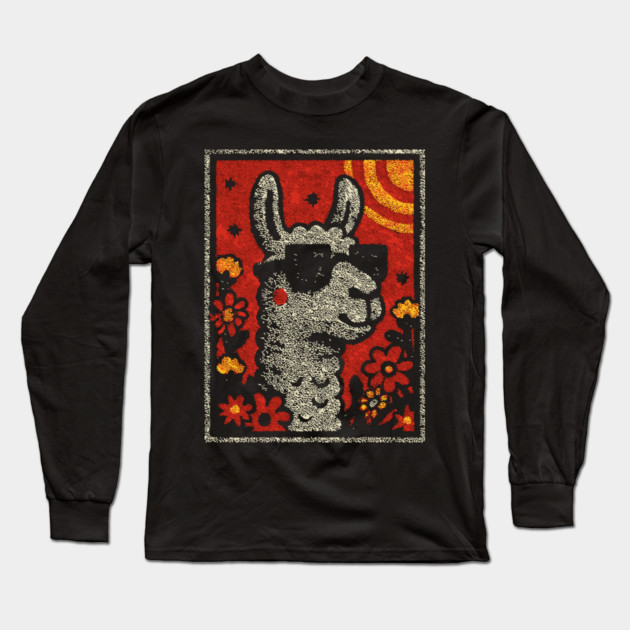 Hipster Alpaca | The No-Drama Llama Long Sleeve T-Shirt by TuncGK